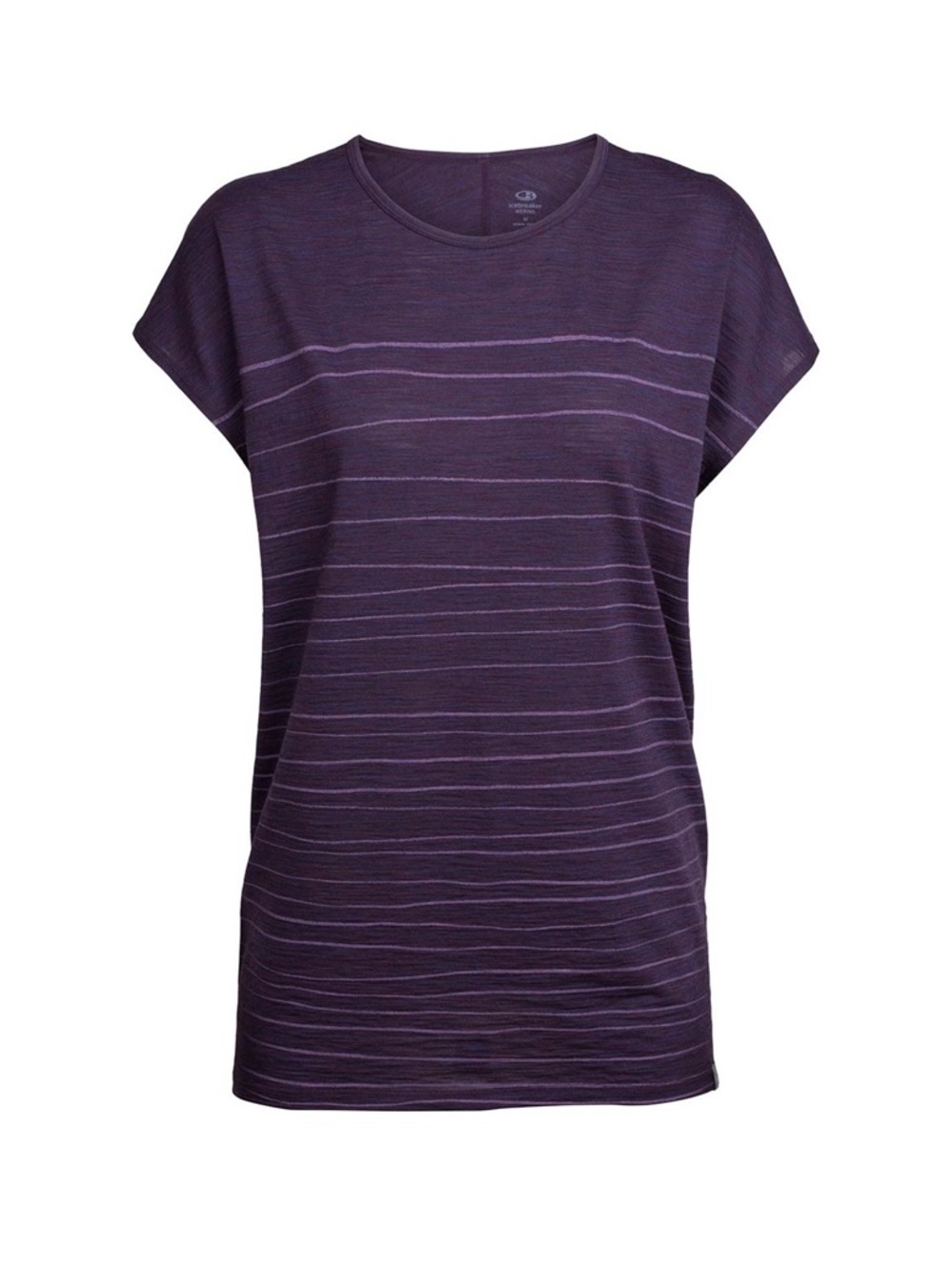 Icebreaker Aria Line Print Tunic tee, purple, women’s medium